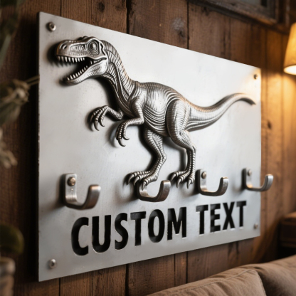 Personalized dinosaur themed metal hook(Free Custom Name)