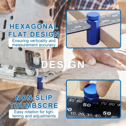 Tall Stair Gauges for Framing Square – Hexagonal Stable Lock with Holder & Hook for Carpentry & Circular Saw