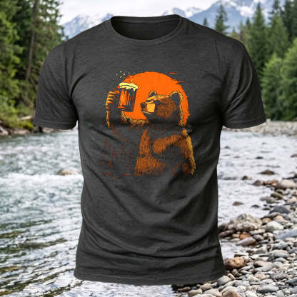 Cheers Bear Printed Short Sleeve T-Shirt