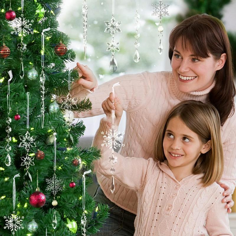 🎅🎄Winter New Year Party Supplies Set - Crystal Snowflake Ornaments For Christmas Tree