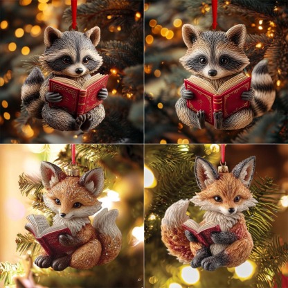 Reading Fox Ornament