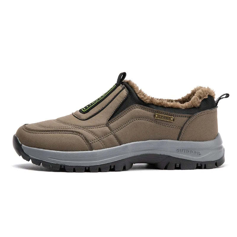 Men's Orthopedic Slip-On Winter Walking Shoes - Fleece-Lined, Waterproof & Anti-Slip Rubber Sole