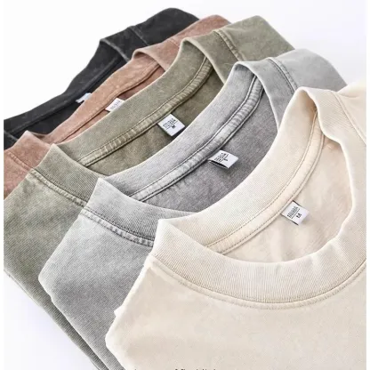 4 Pack Oversized Tshirts for Men Gym Vintage Heavyweight T Shirts Cotton Workout Acid Wash Baggy Tees