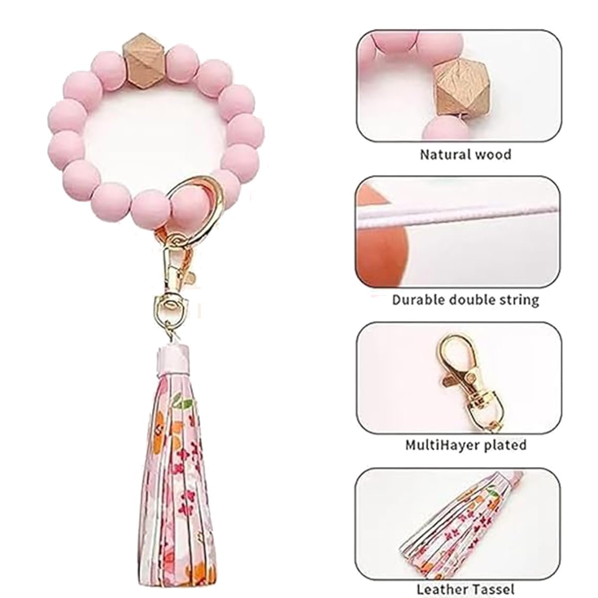 🌼✨ Boho Beaded Tassel Keychain – Silicone Bead Keychain for Women, Chic & Trendy Gift