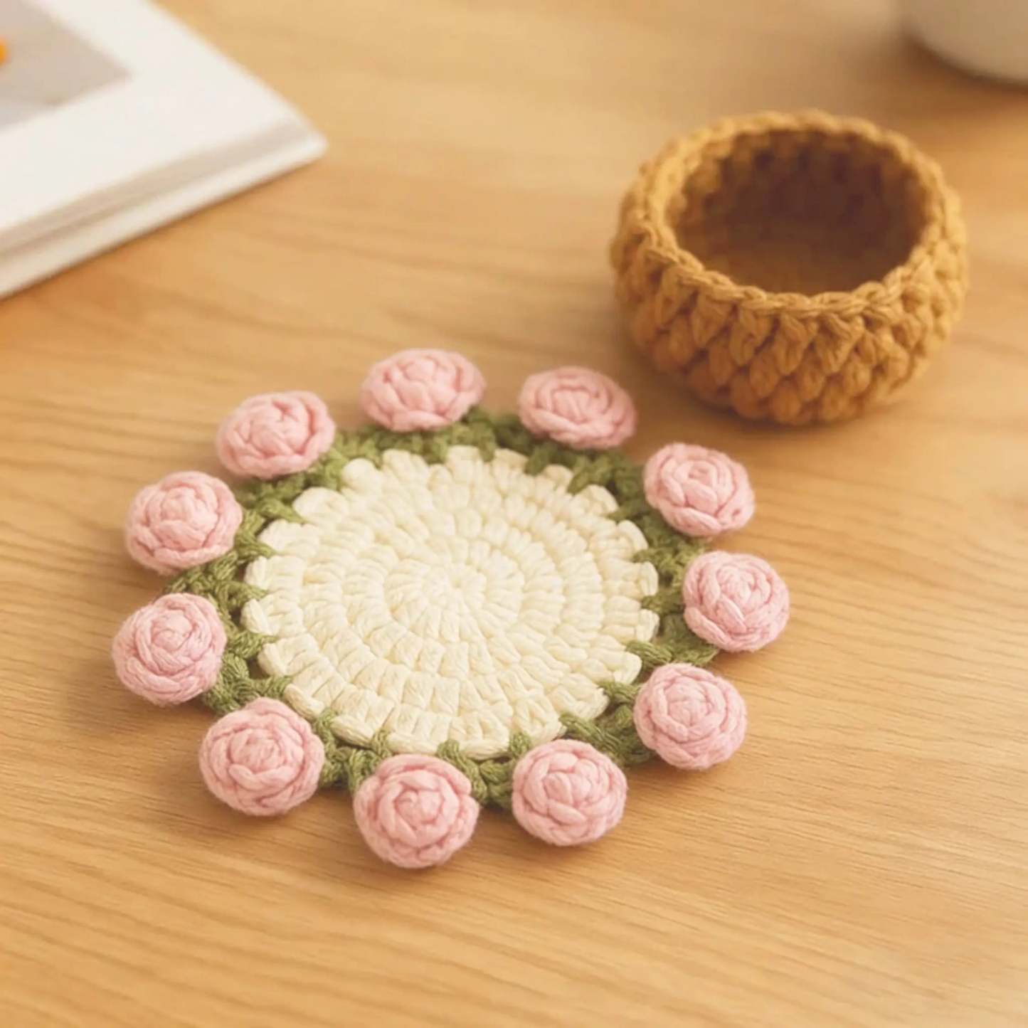 Handmade Crochet Flower Bouquet Coaster �C Decorative Gift for Mom & Grandma