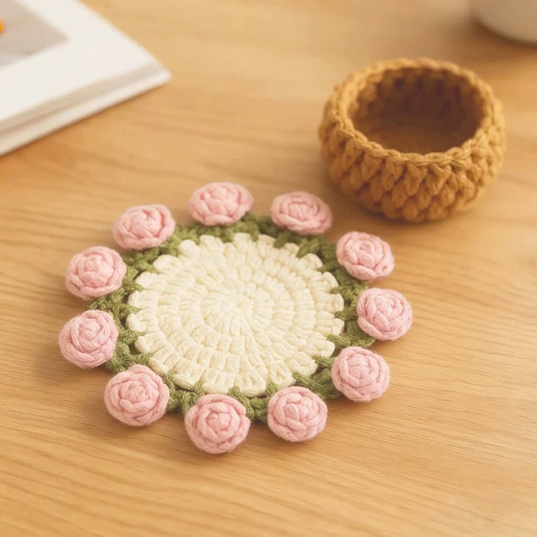 Handmade Crochet Flower Bouquet Coaster �C Decorative Gift for Mom & Grandma