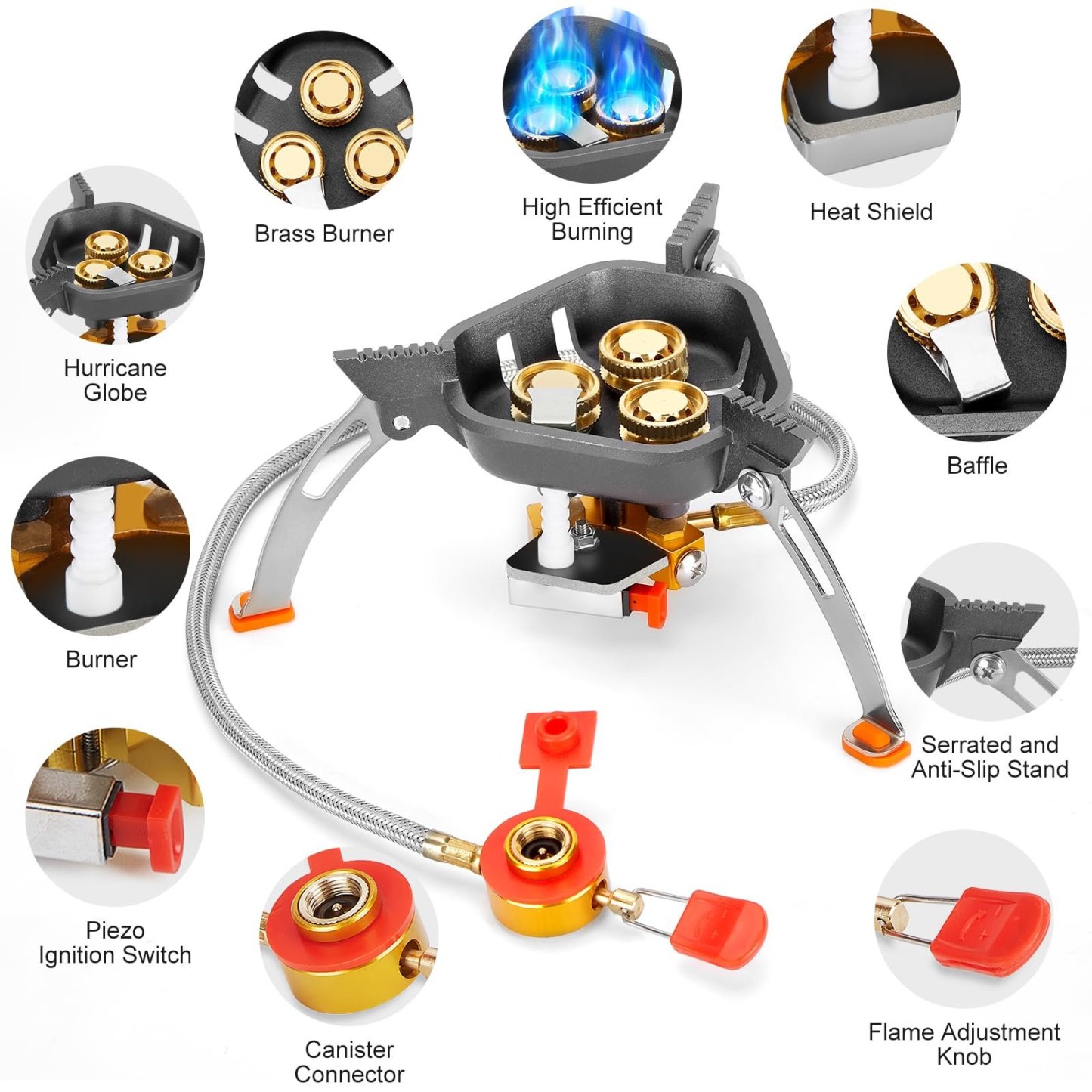 🔥LAST DAY 57% OFF🌟9900W/12800W Windproof Camping Stove, Camping Gas Stove with Piezo Ignition