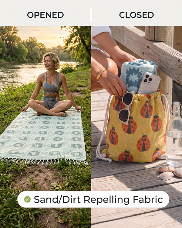 ⏰LAST DAY $20 OFF - 🏖️2-in-1 Turkish Cotton Towel Bag with Inner Zip Pocket & Sand-Repelling Fabric