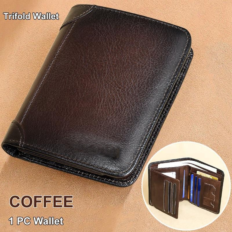💖🌹Genuine Leather RFID Wallet for Men – Vintage Multi-Function ID & Card Holder