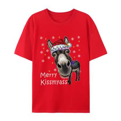 🎄 Funny Donkey Merry Kissmyass Christmas T-Shirt