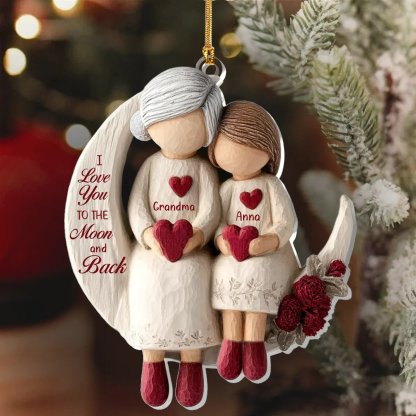 Grandma And Grandchild Moon Love - Personalized Acrylic Ornament