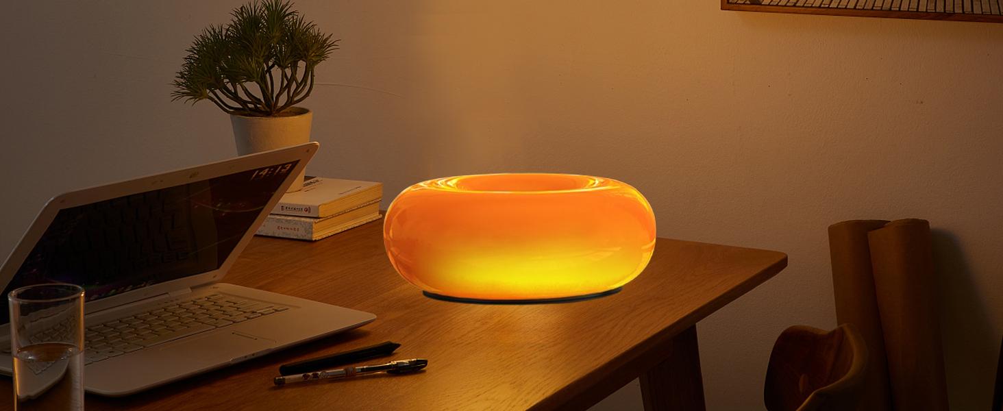 RGB Donut Lamp,Plug-in Bedside Lamp Or Plug-in Wall Sconces,Mid Century Modern Decor Wall Mount Lamps,Creative Orange Light for Living Room,Reading Room,Hallway Ambient Lighting