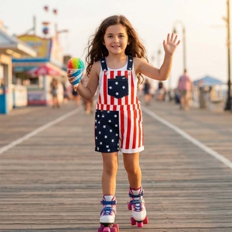 Hot Sale🔥🇺🇸 Toddler 4th of July American Flag Suspender Romper