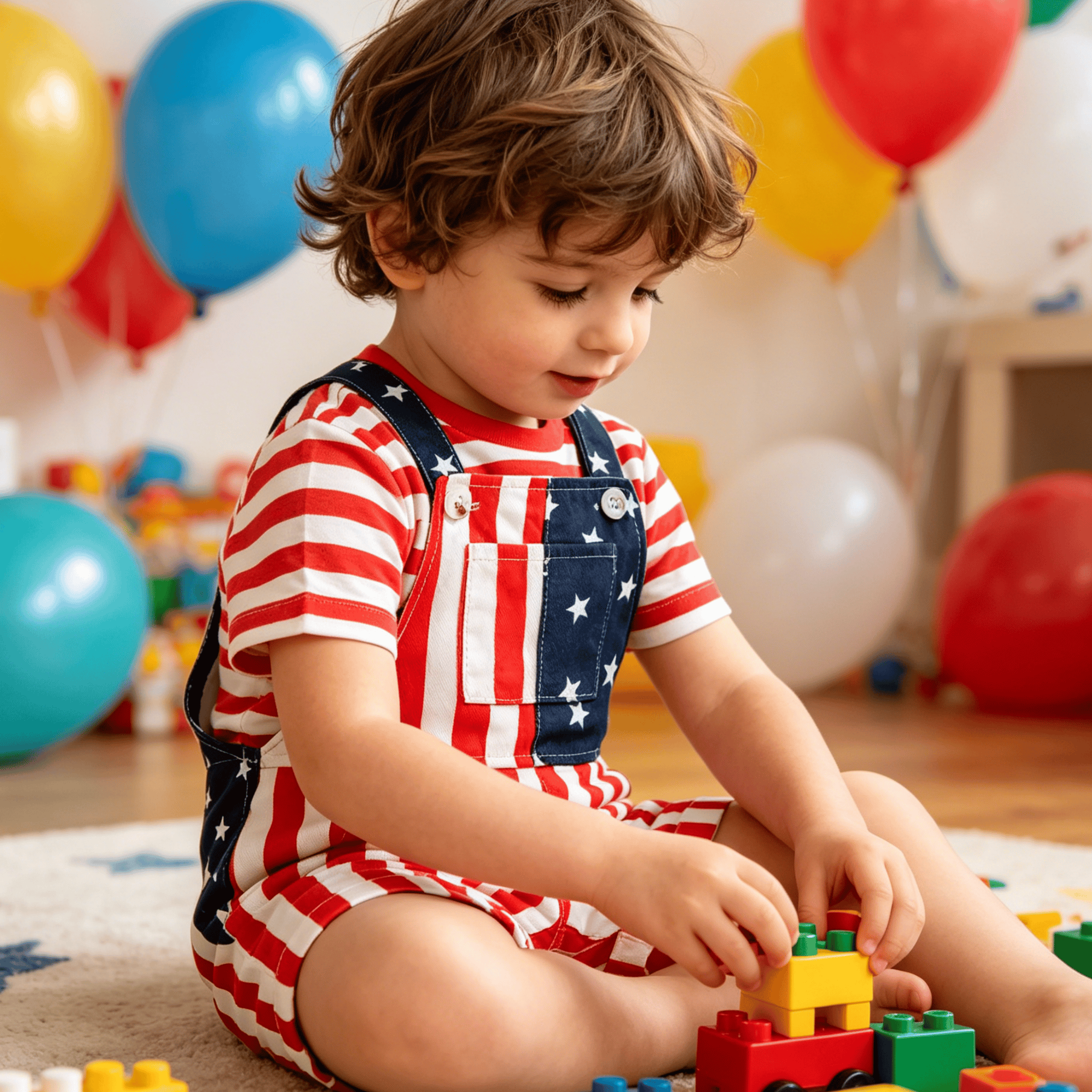 Hot Sale🔥🇺🇸 Toddler 4th of July American Flag Suspender Romper