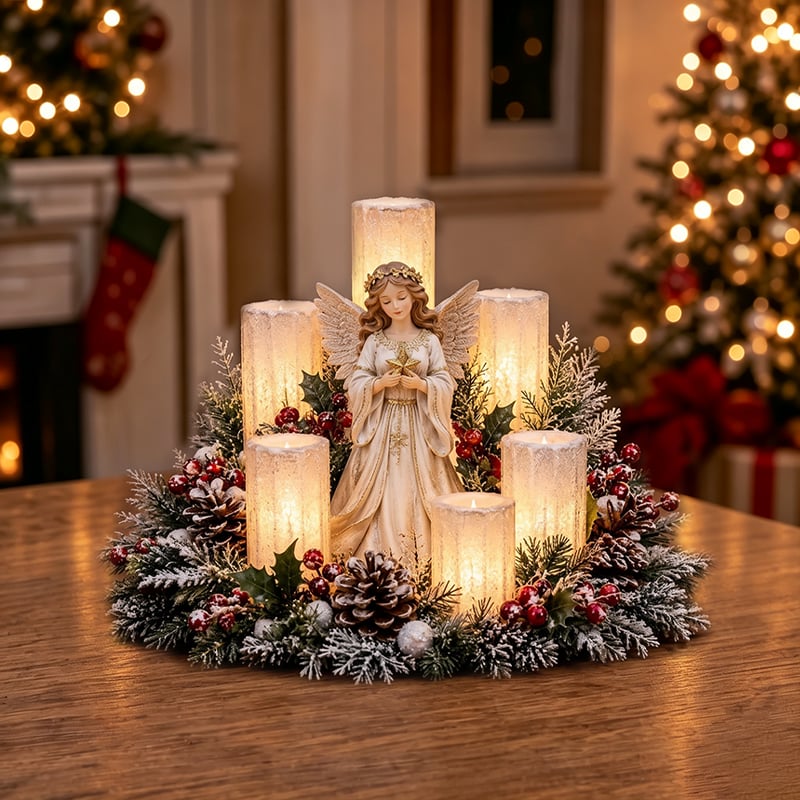 🌲Christmas Lighted Centerpiece with Flameless Candle Glow