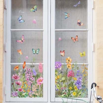 ✨LAST DAY: 49% OFF! - 💐Colorful Floral Bouquet Window Sticker🖼️(Cut to size freely)