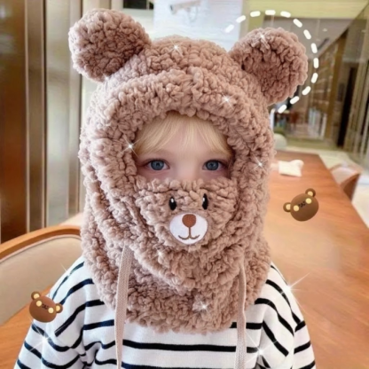 WarmieBear™ - 3-in-1 Plush Winter Hood – Ultra-Soft Hat, Scarf & Face Cover for Warm, Cozy Winter Days