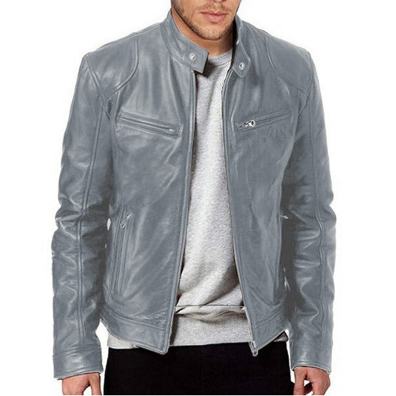  Premium Look, Everyday Ease | Men's PU Leather Stand-Collar Zip-Up Jacket
