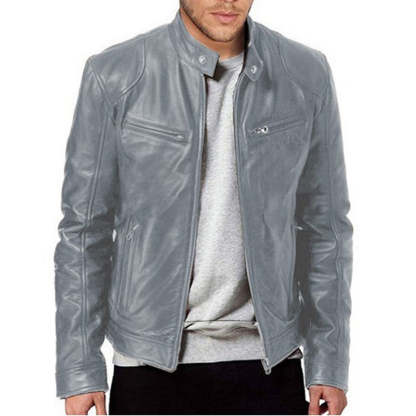  Premium Look, Everyday Ease | Men's PU Leather Stand-Collar Zip-Up Jacket