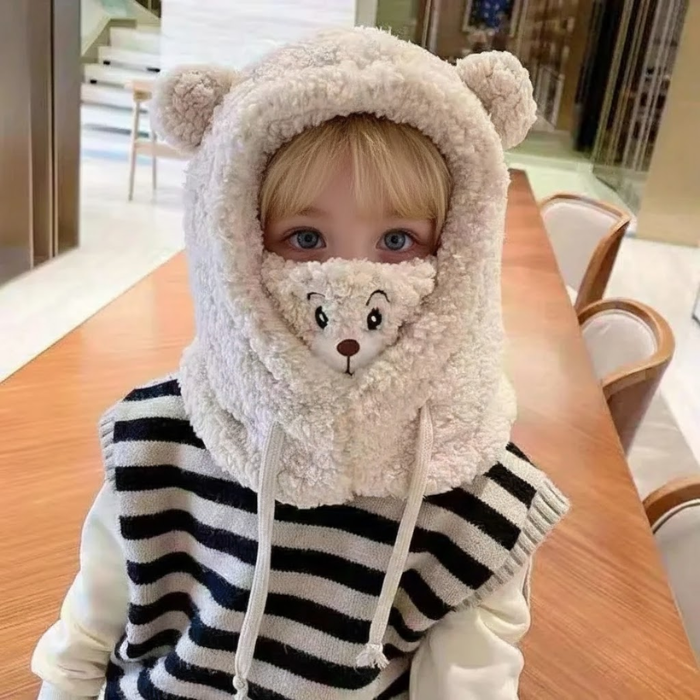 WarmieBear™ - 3-in-1 Plush Winter Hood – Ultra-Soft Hat, Scarf & Face 