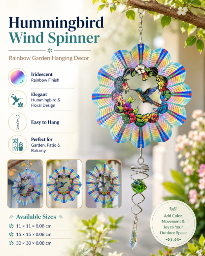 Hummingbird Wind Spinner – Rainbow Garden Hanging Ornament