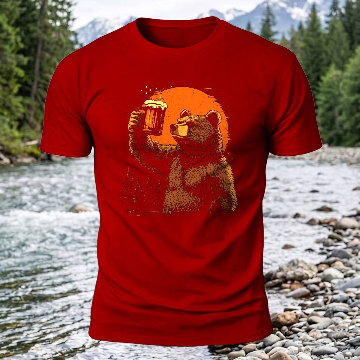 Cheers Bear Printed Short Sleeve T-Shirt