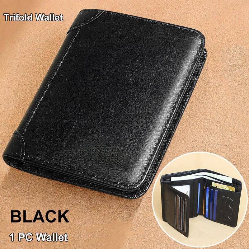 Genuine Leather RFID Wallet for Men �C Vintage Multi-Function ID & Card Holder