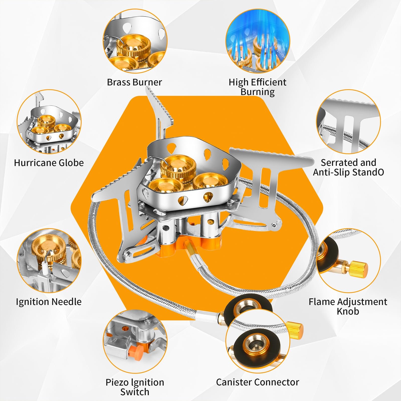 🔥LAST DAY 57% OFF🌟9900W/12800W Windproof Camping Stove, Camping Gas Stove with Piezo Ignition