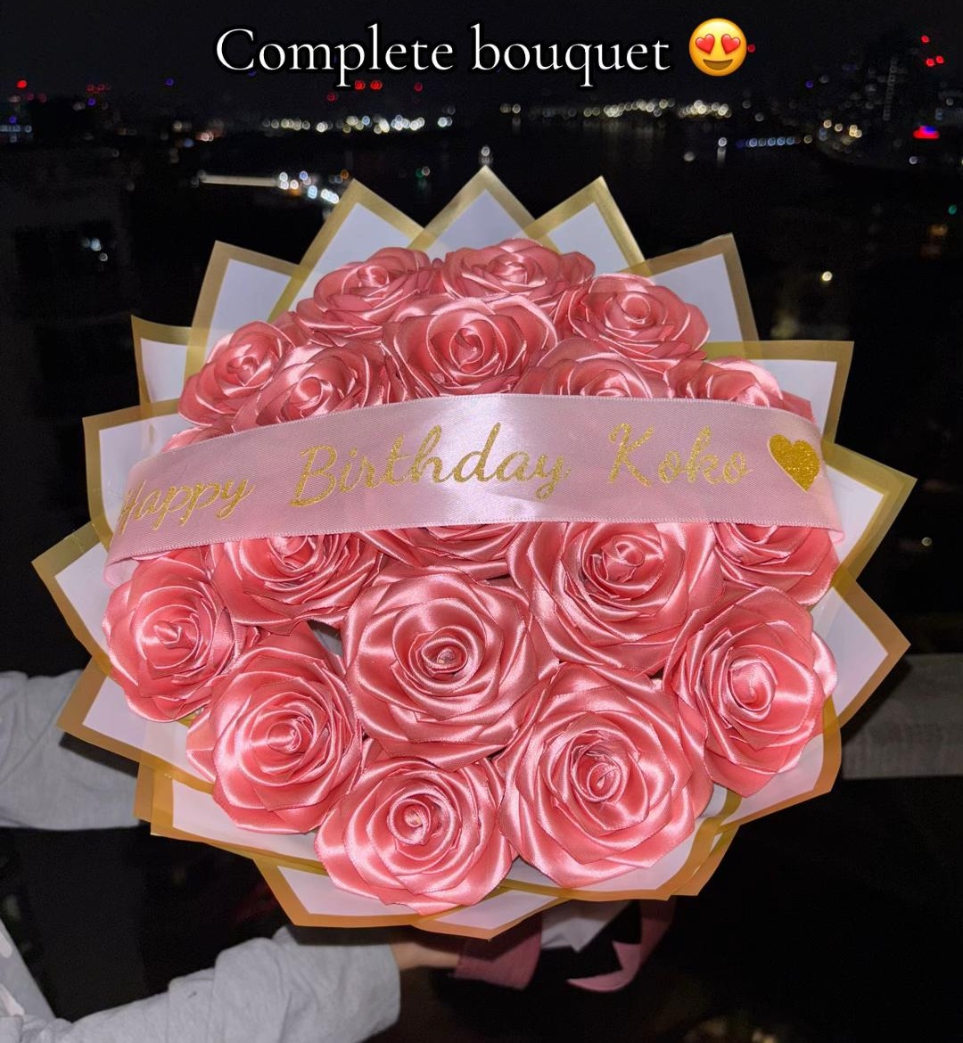 💕100% Handmade from Satin Ribbon — Each Rose Individually Crafted by Hand(Never Wither)