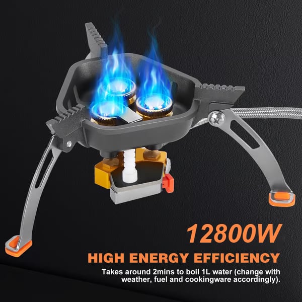 🔥LAST DAY 57% OFF🌟9900W/12800W Windproof Camping Stove, Camping Gas Stove with Piezo Ignition