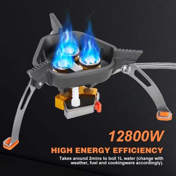 🔥LAST DAY 57% OFF🌟9900W/12800W Windproof Camping Stove, Camping Gas Stove with Piezo Ignition