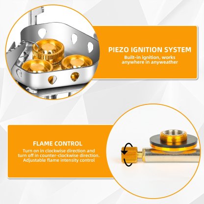 🔥LAST DAY 57% OFF🌟9900W/12800W Windproof Camping Stove, Camping Gas Stove with Piezo Ignition