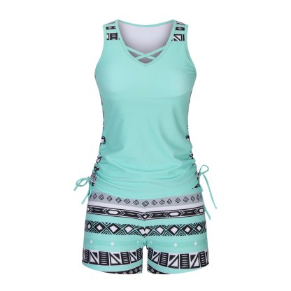 ⏰LAST DAY 60% OFF - Women's Tummy Control Tankini Set with Built-In Bra – Flattering Boho Swimwear with Shorts🔥
