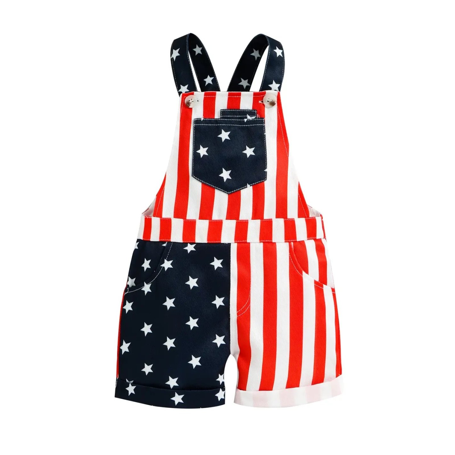 Hot Sale🔥🇺🇸 Toddler 4th of July American Flag Suspender Romper