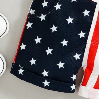 Hot Sale🔥🇺🇸 Toddler 4th of July American Flag Suspender Romper