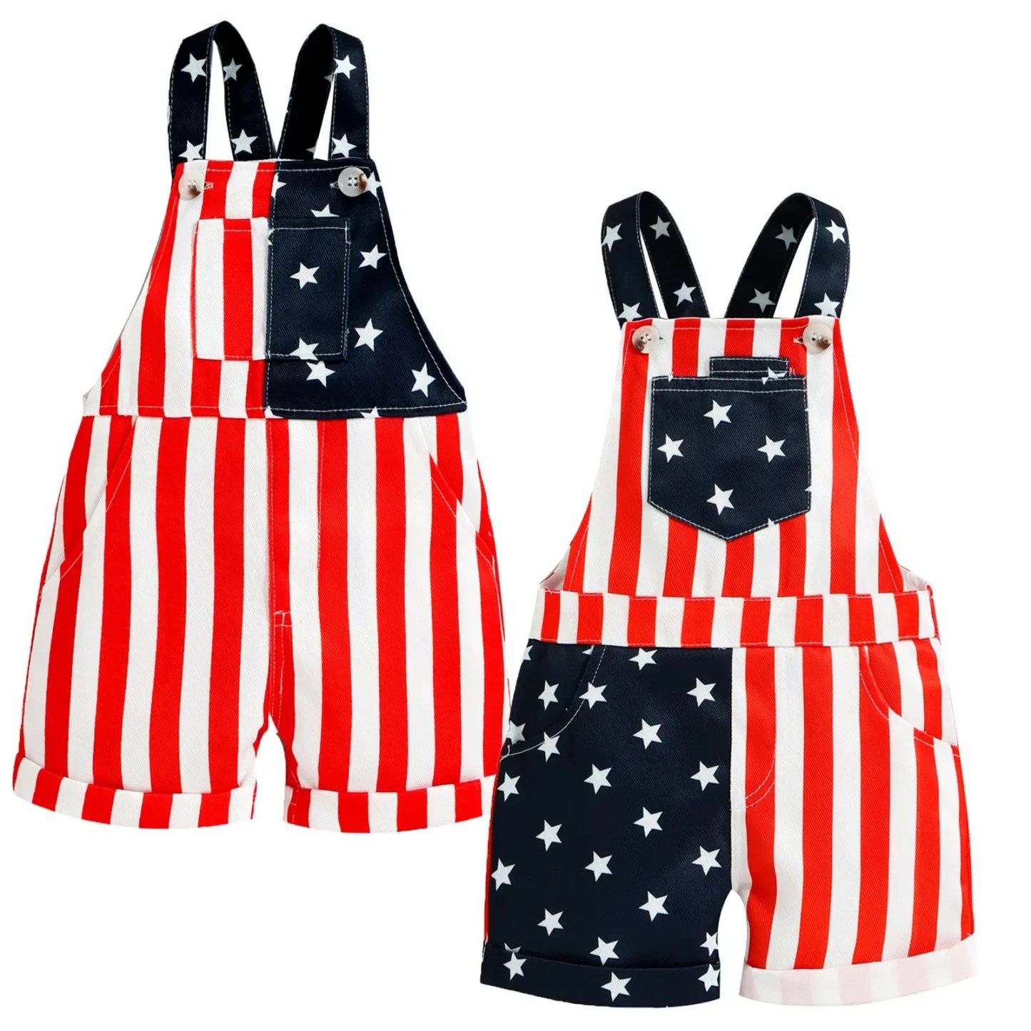Hot Sale🔥🇺🇸 Toddler 4th of July American Flag Suspender Romper