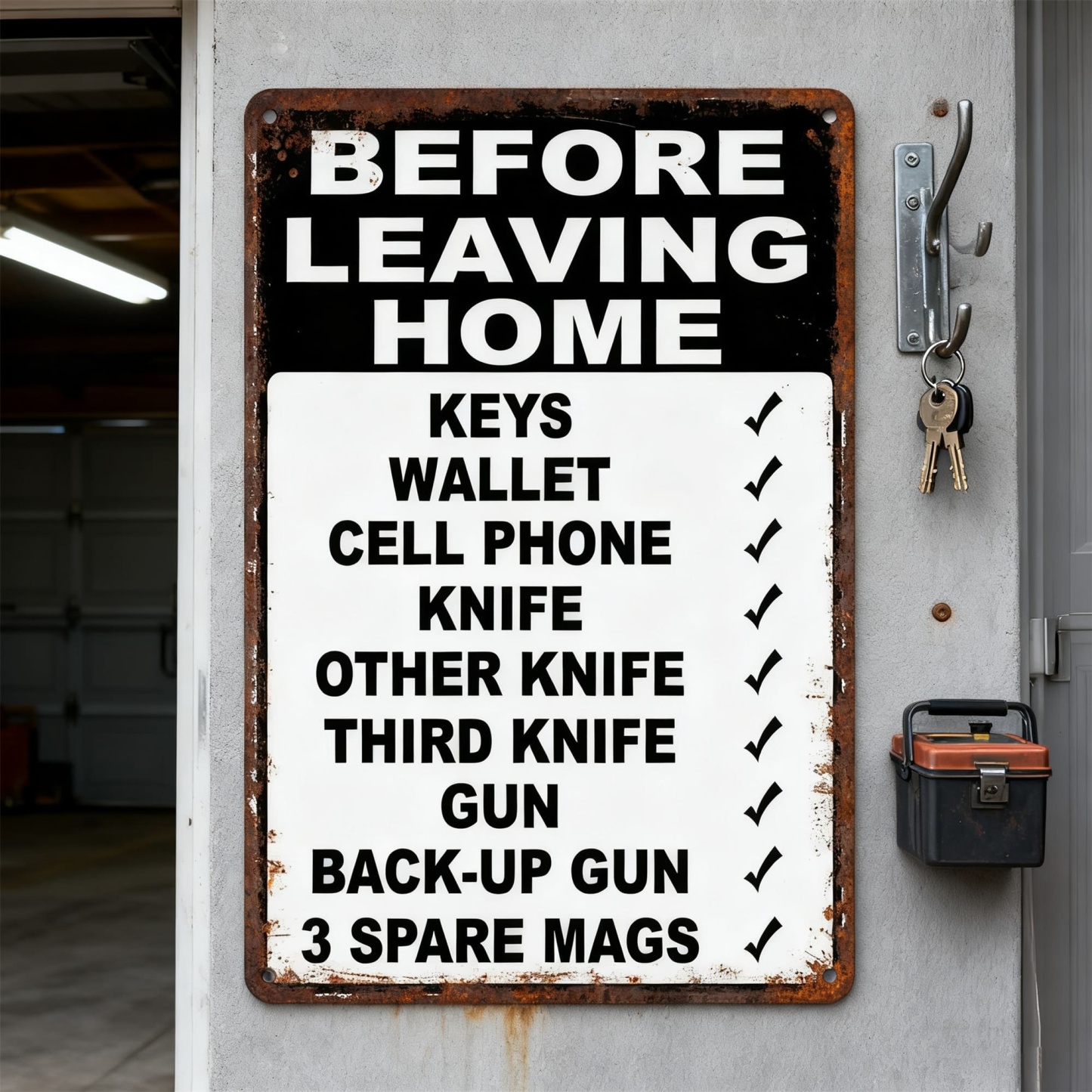 🎄Holiday Pre-Sale🔥“Before Leaving Home” Funny Metal Sign