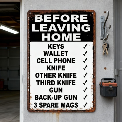 🎄Holiday Pre-Sale🔥“Before Leaving Home” Funny Metal Sign