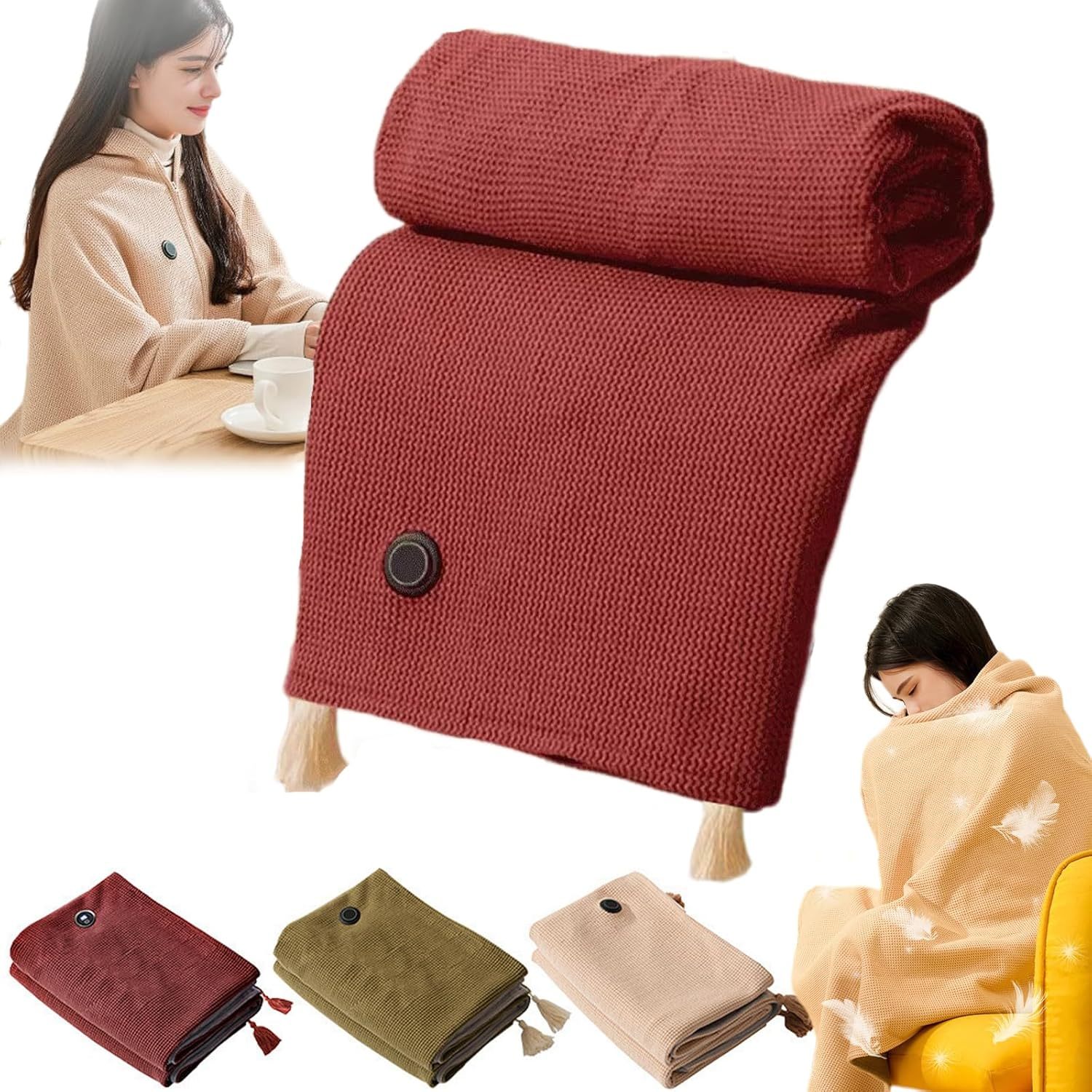 🔥Hot Sale 49% off🌟Portable Soft Zipper Electric Heated Blanket Shawl