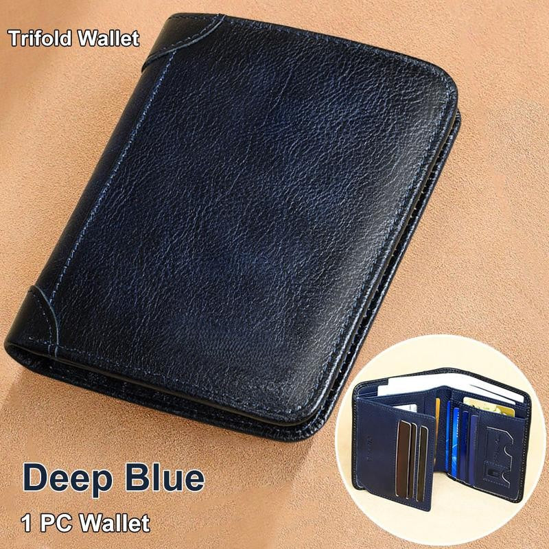 Genuine Leather RFID Wallet for Men �C Vintage Multi-Function ID & Card Holder
