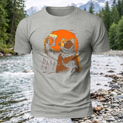 Cheers Bear Printed Short Sleeve T-Shirt