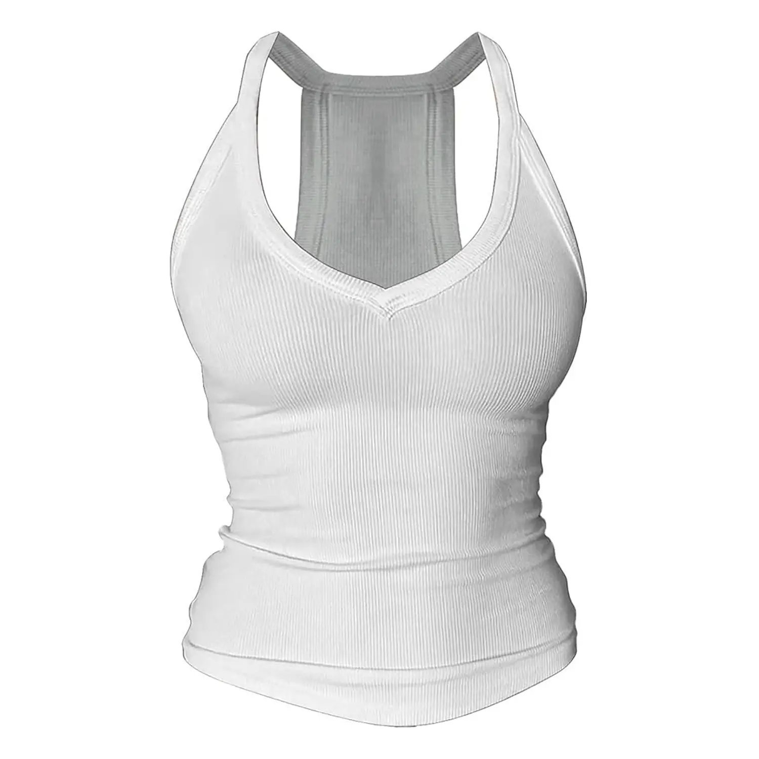 Danysu V Neck Cotton Tank Tops with Built-in Shelf Bra Sleeveless Racerback Fitted Basic Cami Shirts💗