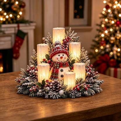 🌲Christmas Lighted Centerpiece with Flameless Candle Glow