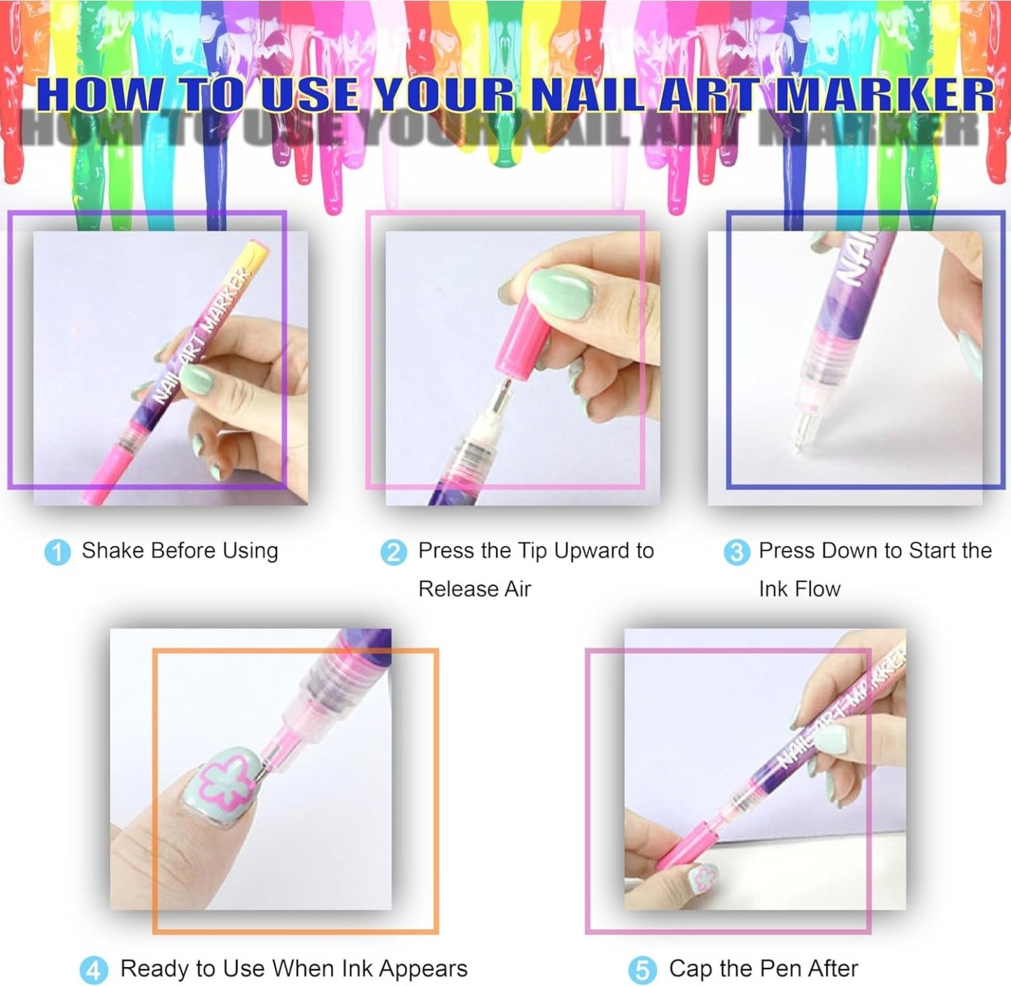 ⚡🎨12 Colors Nail Art Pens Set