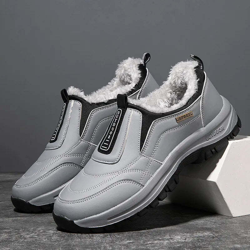 Men's Orthopedic Slip-On Winter Walking Shoes - Fleece-Lined, Waterproof & Anti-Slip Rubber Sole