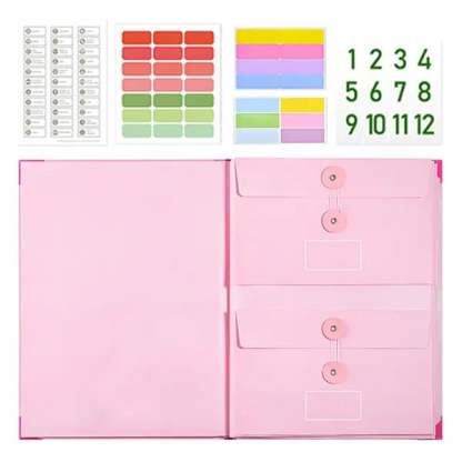 Accordion File Organizer Manila Pocket Document Folder for Passports, Birth Certificates & Important Papers, Office & Home Storage
