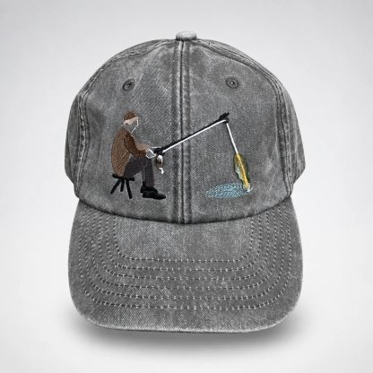  🎣 Catch of the Day Interactive Fishing Cap – Vintage Washed Moving Fish Hat