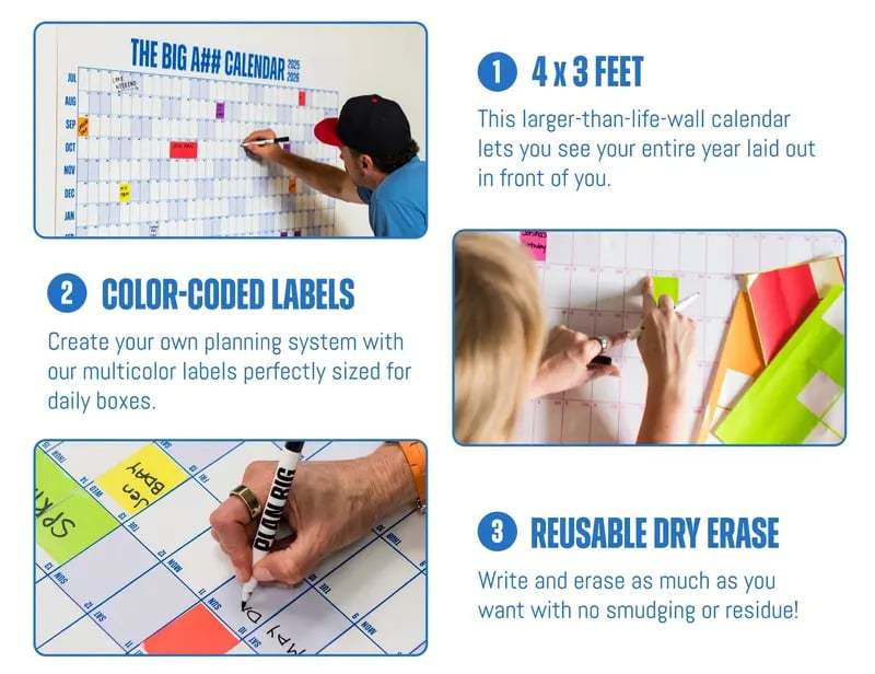 🔥Last Day 50% OFF 📅The Big A## Calendar 2026 - Flexible Dry-Erase Material ✍️Design Your Amazing Year!🏃