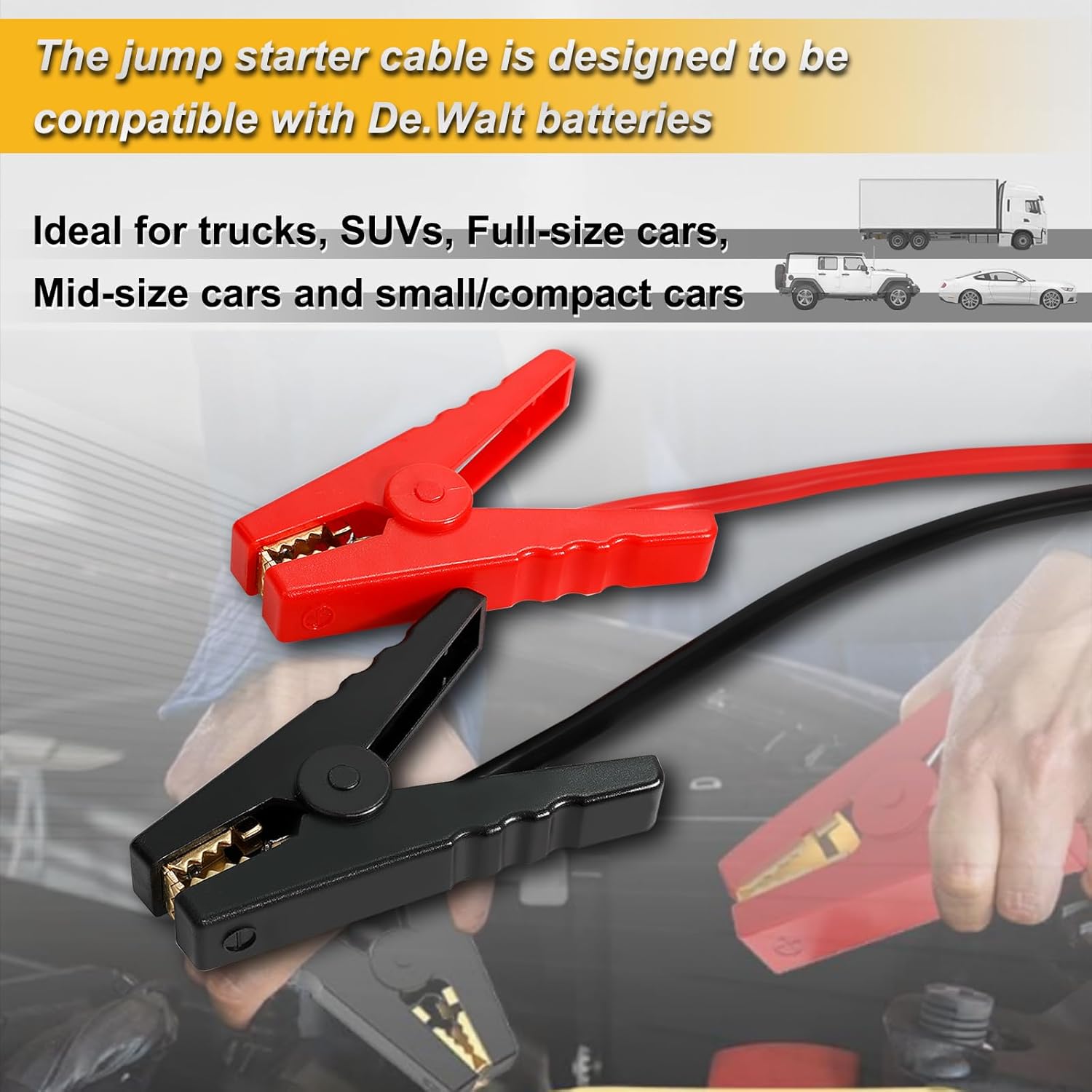 Car Starter Jumper Cables With Adapter For Dewalt/Milwaukee 20v/18v
