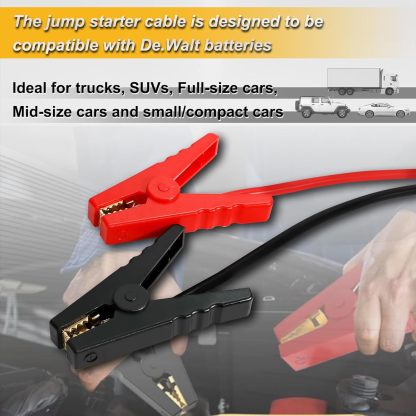 Car Starter Jumper Cables With Adapter For Dewalt/Milwaukee 20v/18v